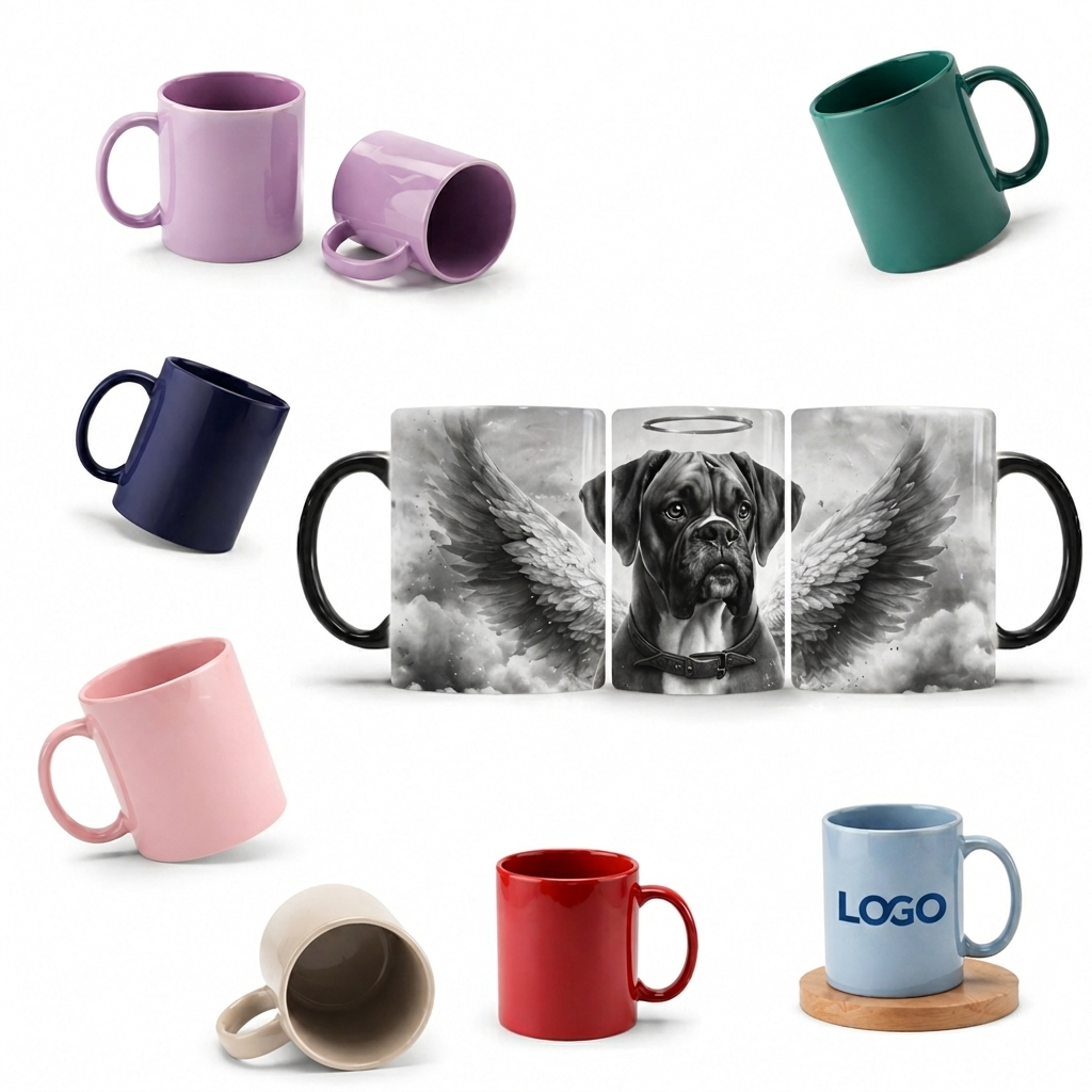 Heat-Sensitive Color Transition Ceramic Mug - 10 to 13.5 oz Wrap-Around Branding Vessel