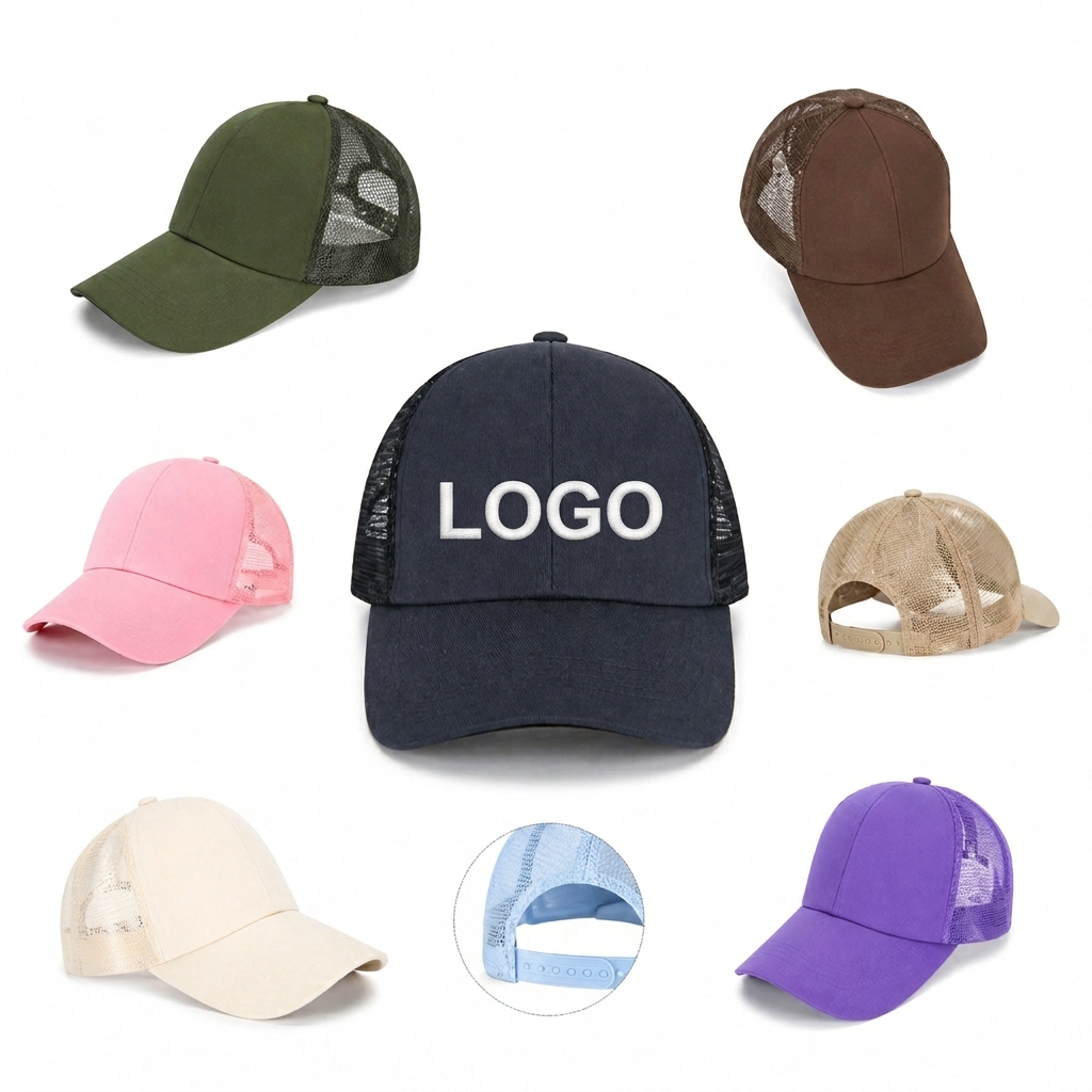 Structured Mesh Back Trucker Cap with Adjustable Snapback