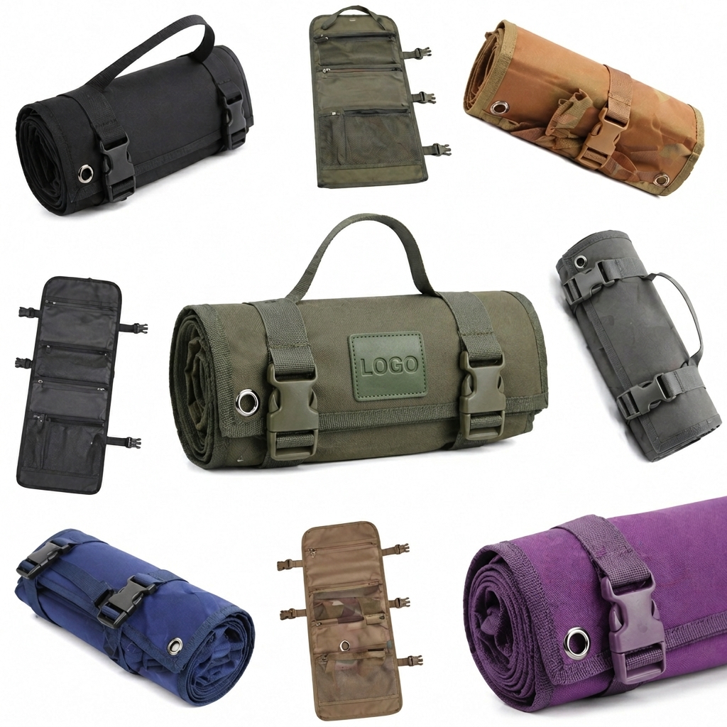 Roll-Up Outdoor Range Mat with Integrated Gear Pouches