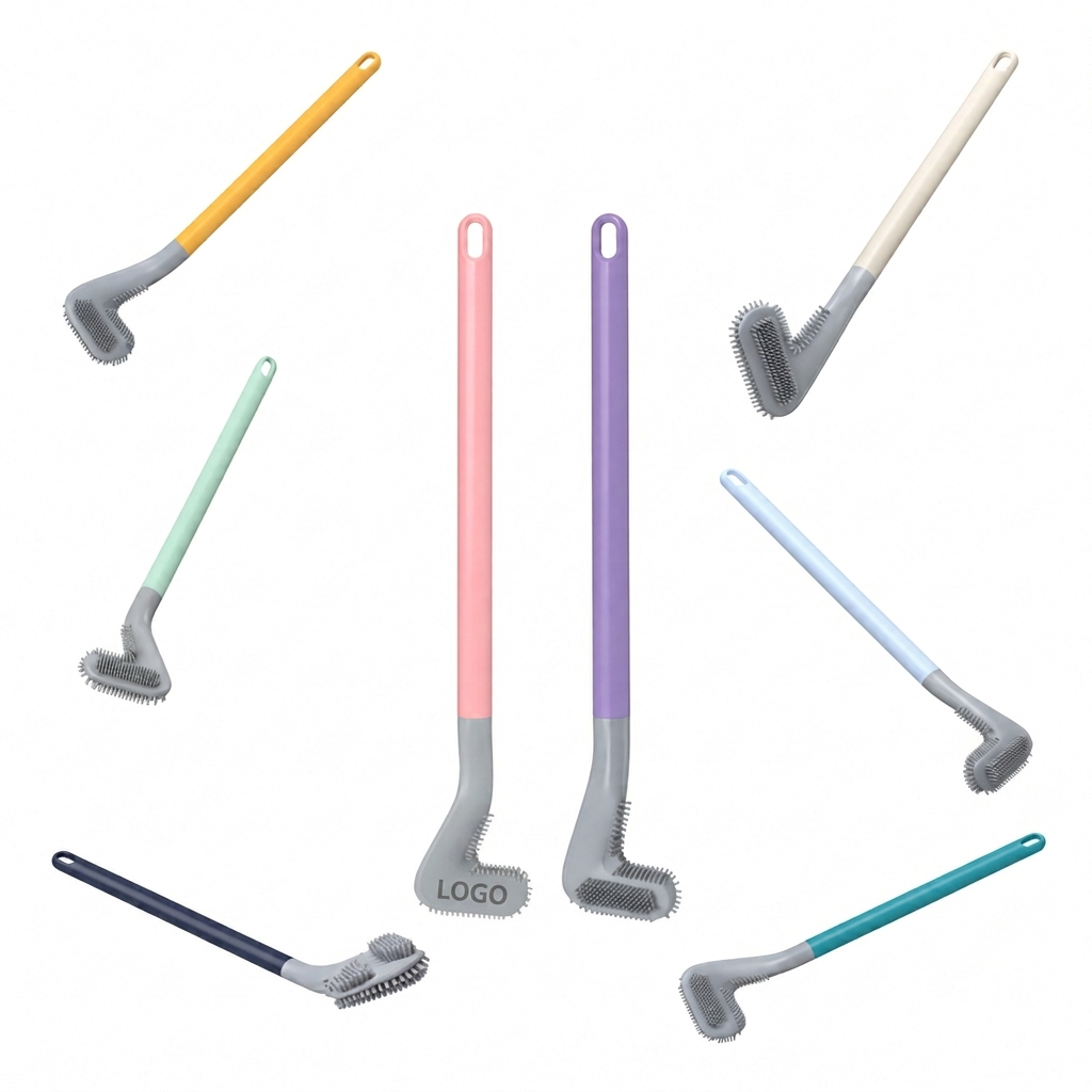 L-Shaped Silicone Bathroom Scrubber with Ergonomic Handle