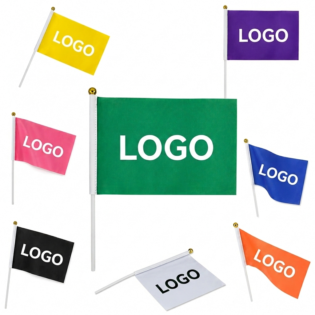 8" x 5" Polyester Handheld Stick Flag for Events