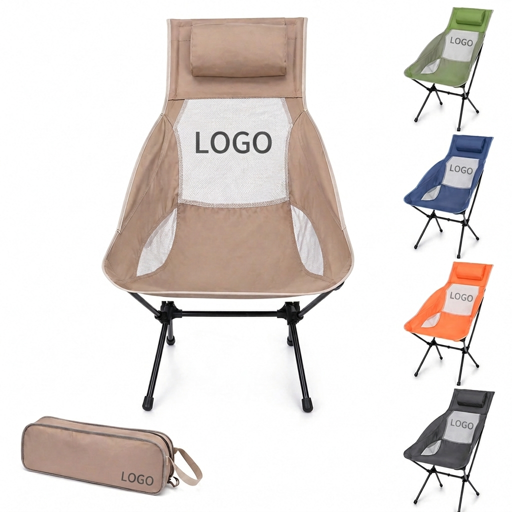 Heavy-Duty High-Back Folding Chair with Integrated Headrest and Carrying Bag