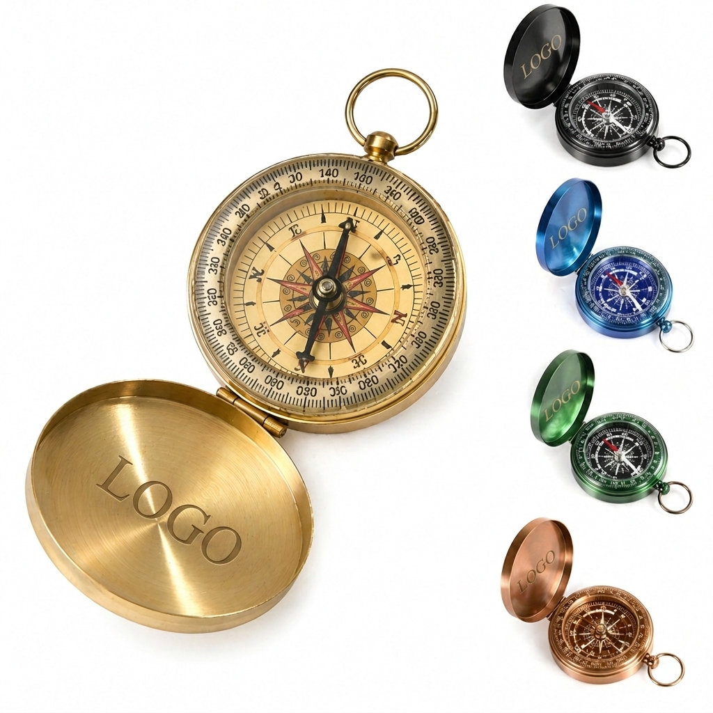 Precision Metal Pocket Compass with Luminous Dial and Protective Flip Cover