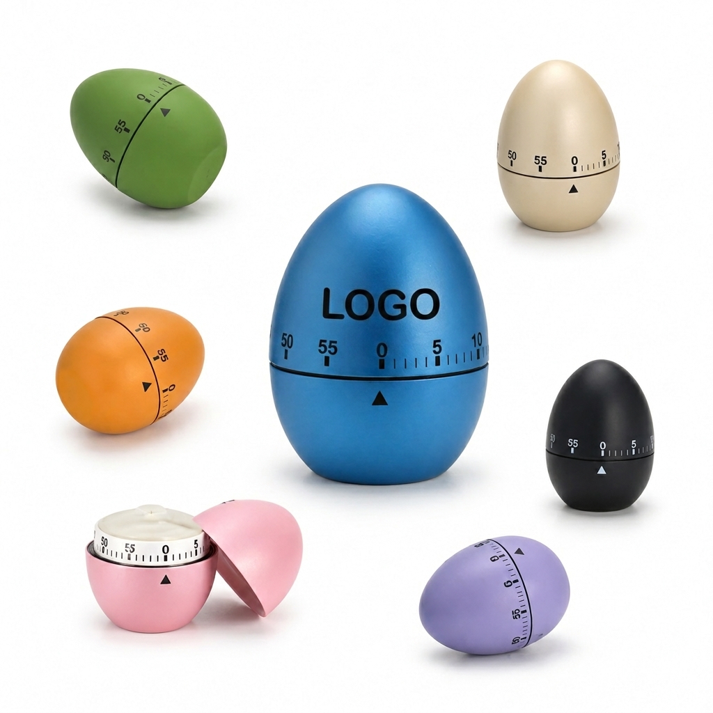 Classic Egg-Shaped Mechanical Kitchen Timer with 60-Minute Rotating Dial