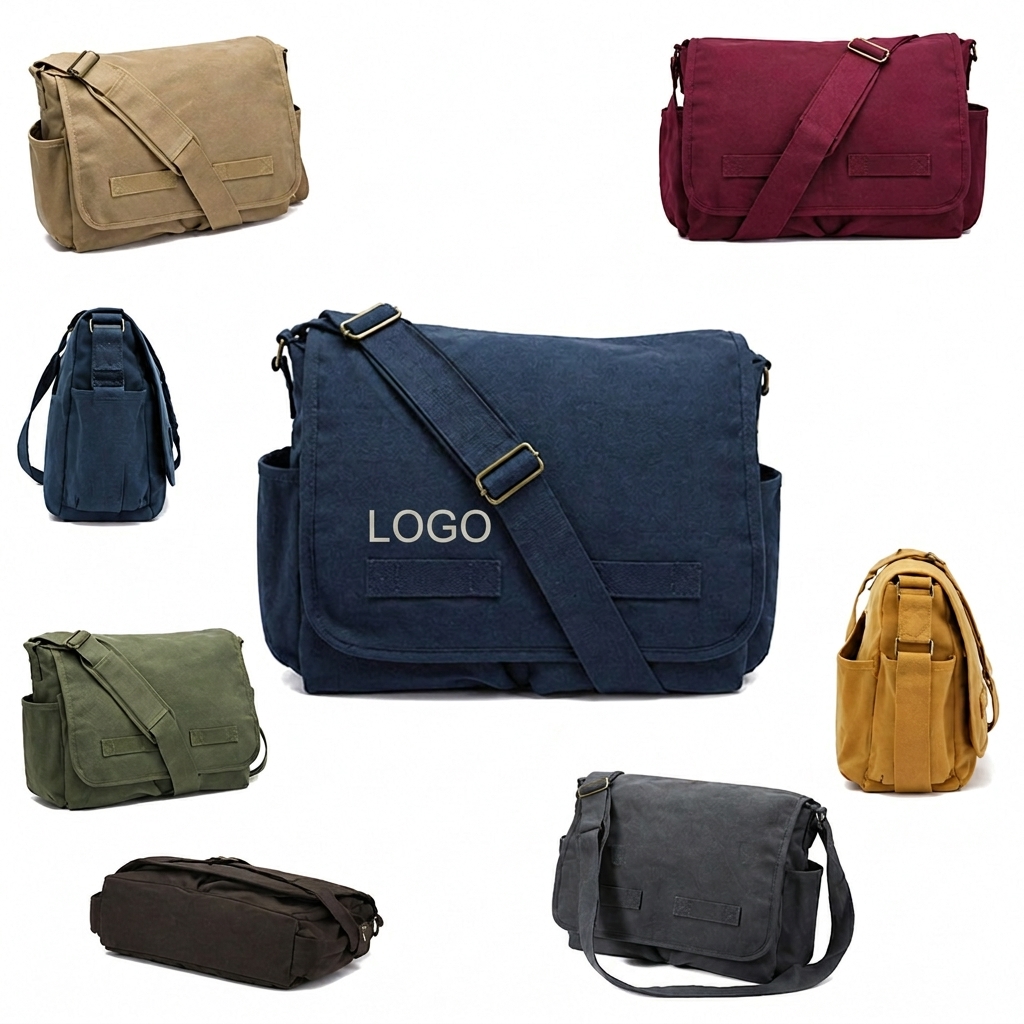 Durable Canvas Field Messenger Bag with Adjustable Strap