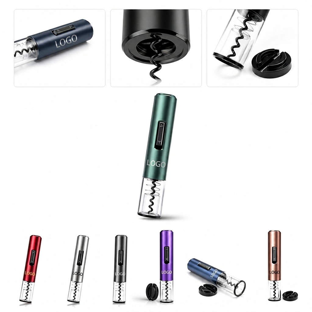 Matte Metallic Electric Wine Corkscrew with Integrated Foil Cutter