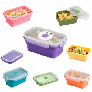 Foldable 27 oz. Silicone Meal Prep Container with Vented Lid