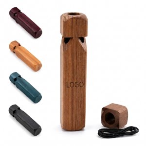 Resonant Hexagonal Natural Wood Whistle with Lanyard