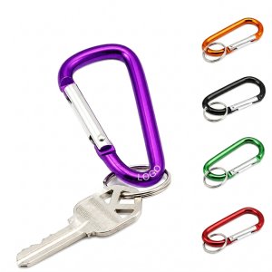 Anodized Aluminum D-Shaped Carabiner with Key Ring