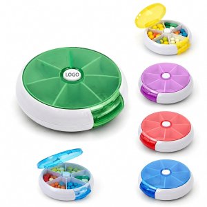 Circular 7-Day Medication Case with Multi-Color Dividers