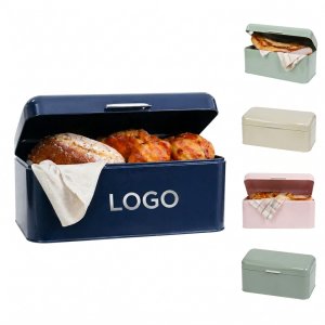 Retro Steel Bread Bin with Hinged Lid