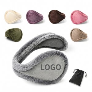 Behind-the-Head Windproof Fleece Earmuffs with Drawstring Storage Pouch
